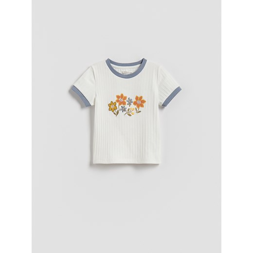 Reserved - Bluzka z haftem - złamana biel ze sklepu Reserved w kategorii Bluzki dziewczęce - zdjęcie 186493573