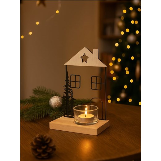 Sinsay - Świecznik świąteczny w kształcie domku - czarny ze sklepu Sinsay w kategorii Dekoracje bożonarodzeniowe - zdjęcie 186495452