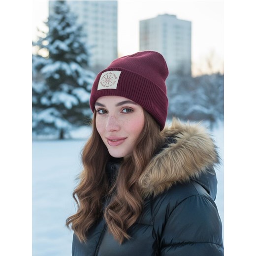 Sinsay - Prążkowana czapka beanie - bordowy ze sklepu Sinsay w kategorii Czapki zimowe damskie - zdjęcie 186495594
