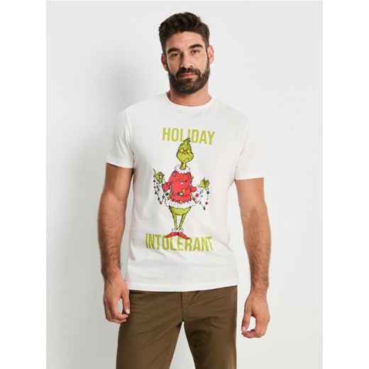 Sinsay - Koszulka z krótkim rękawem Grinch - kremowy ze sklepu Sinsay w kategorii T-shirty męskie - zdjęcie 186495612