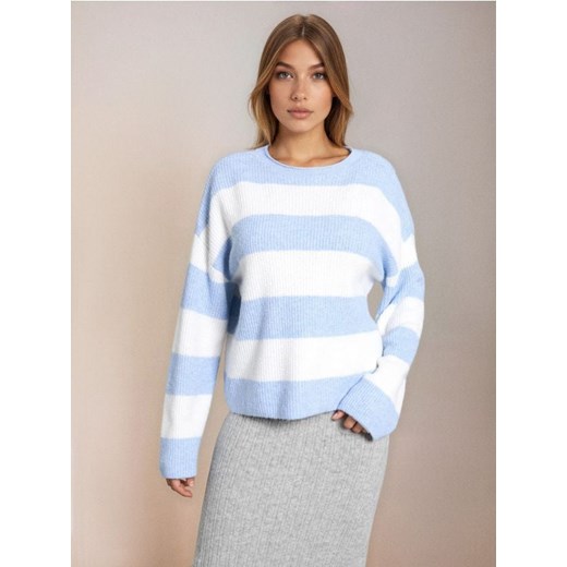 Sinsay - Sweter w paski - błękitny - id: 914HK-05P - marki Sinsay - 186495640 Sinsay - Sweter w paski - błękitny ze sklepu Sinsay w kategorii Swetry damskie - zdjęcie 186495640