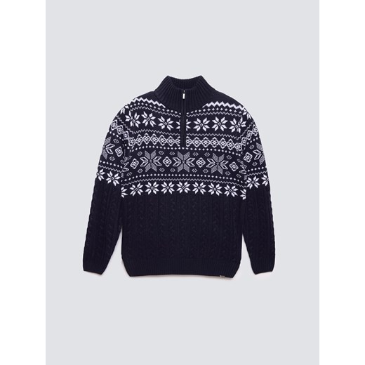 Sweter męski ze skandynawskim wzorem granatowy Kevino 403 ze sklepu Big Star w kategorii Swetry męskie - zdjęcie 186496502