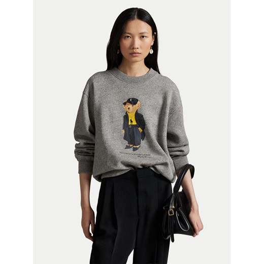 Polo Ralph Lauren Bluza 211A87104001 Szary Relaxed Fit ze sklepu MODIVO w kategorii Bluzy damskie - zdjęcie 186498874