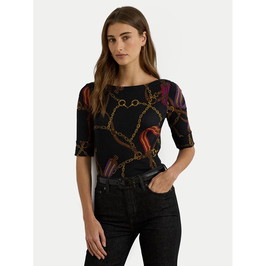 LAUREN RALPH LAUREN Bluzka 200980215001 Czarny Slim Fit ze sklepu MODIVO w kategorii Bluzki damskie - zdjęcie 186498963