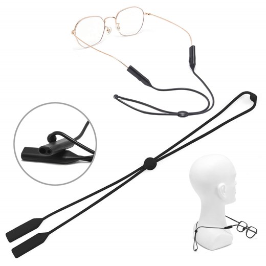 Silikonowy sznureczek gumka do okularów z regulacją - CZARNY ze sklepu Stylion w kategorii Okulary przeciwsłoneczne męskie - zdjęcie 186501600