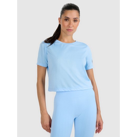Damska koszulka treningowa 4F 4FWAW25TFTSF1519 - niebieska ze sklepu Sportstylestory.com w kategorii Kurtki damskie - zdjęcie 186503033