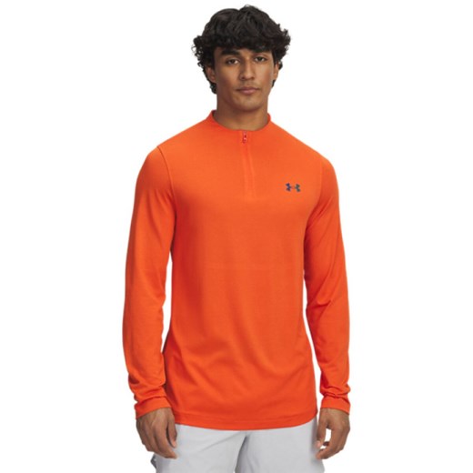 Męski longsleeve treningowy Under Armour Vanish Elite Seamless 1/4 Zip - pomarańczowy ze sklepu Sportstylestory.com w kategorii T-shirty męskie - zdjęcie 186503182