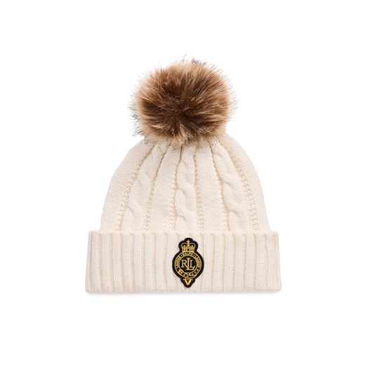 Czapka LAUREN RALPH LAUREN 454P04455001 Écru ze sklepu eobuwie.pl w kategorii Czapki zimowe damskie - zdjęcie 186504132