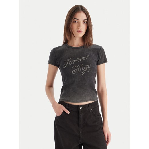HUGO T-Shirt Dever 50546936 Czarny Slim Fit ze sklepu MODIVO w kategorii Bluzki damskie - zdjęcie 186504924