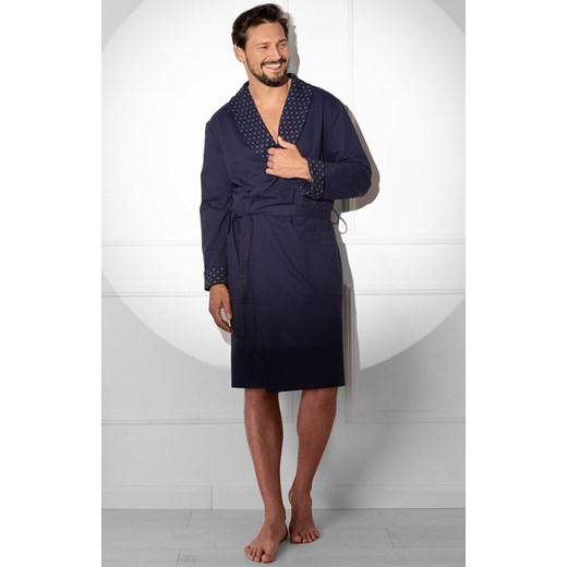 Bawełniany szlafrok męski Gerard, Kolor granatowy, Rozmiar M, Italian Fashion ze sklepu Primodo w kategorii Szlafroki męskie - zdjęcie 186506030