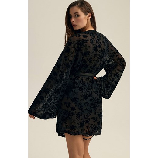 Esotiq czarny koronkowy szlafrok damski Zequine 44179-99X, Kolor czarny, Rozmiar L/XL, Esotiq ze sklepu Intymna w kategorii Szlafroki damskie - zdjęcie 186506673