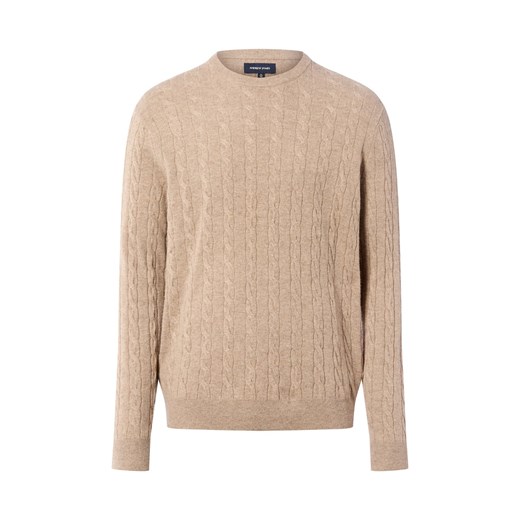 Andrew James Sweter z dodatkiem kaszmiru Mężczyźni Wełna taupe jednolity XL vangraaf