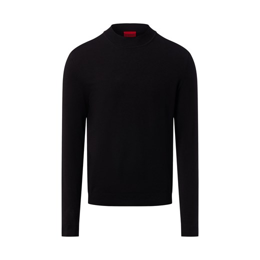 HUGO Męski sweter z dzianiny - San Marc Mężczyźni czarny jednolity ze sklepu vangraaf w kategorii Swetry męskie - zdjęcie 186508300