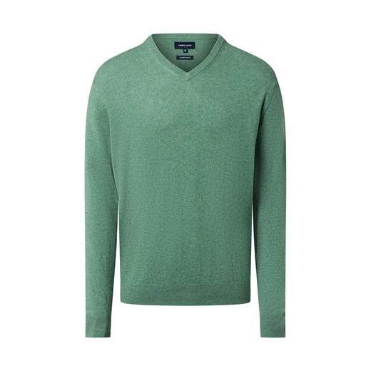 Andrew James Męski sweter z dzianiny z wełną i kaszmirem Mężczyźni Wełna zielony marmurkowy ze sklepu vangraaf w kategorii Swetry męskie - zdjęcie 186508304