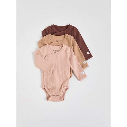 Reserved - Prążkowane body 3 pack - brązowy ze sklepu Reserved w kategorii Body niemowlęce - zdjęcie 186510220