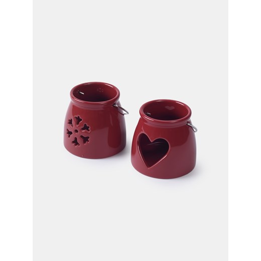 Sinsay - Świeczniki 2 pack - czerwony Sinsay One Size Sinsay