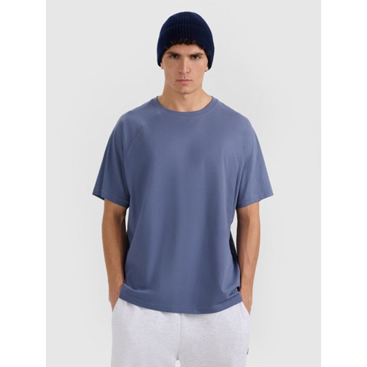 Męski t-shirt oversize 4F 4FWAW25TTSHM2360 - niebieski ze sklepu Sportstylestory.com w kategorii T-shirty męskie - zdjęcie 186512330