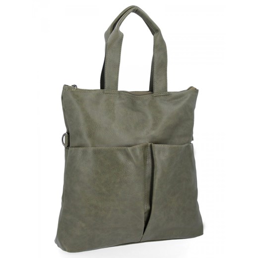 Uniwersalna Torebka Damska Hernan Shopper Bag XL Zielona ze sklepu PaniTorbalska w kategorii Torby Shopper bag - zdjęcie 186516621