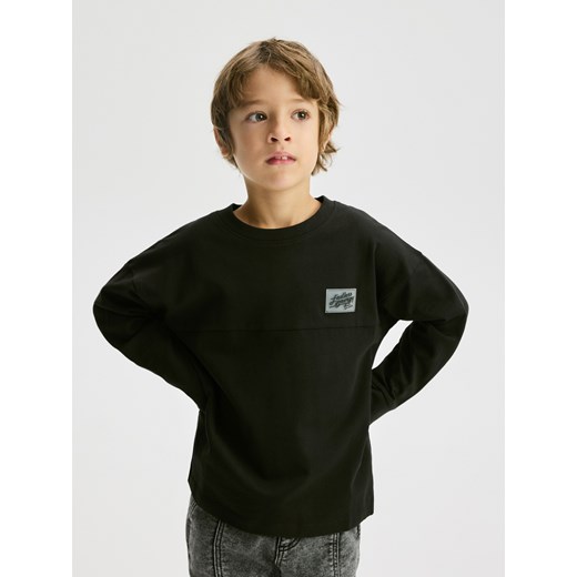 Reserved - Bawełniany longsleeve - czarny ze sklepu Reserved w kategorii T-shirty chłopięce - zdjęcie 186516991