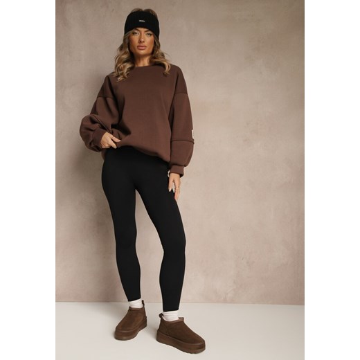 Czarne Legginsy High Waist z Prążkowanego Materiału z Wiskozą Tevandra ze sklepu renee.pl w kategorii Spodnie damskie - zdjęcie 186518661