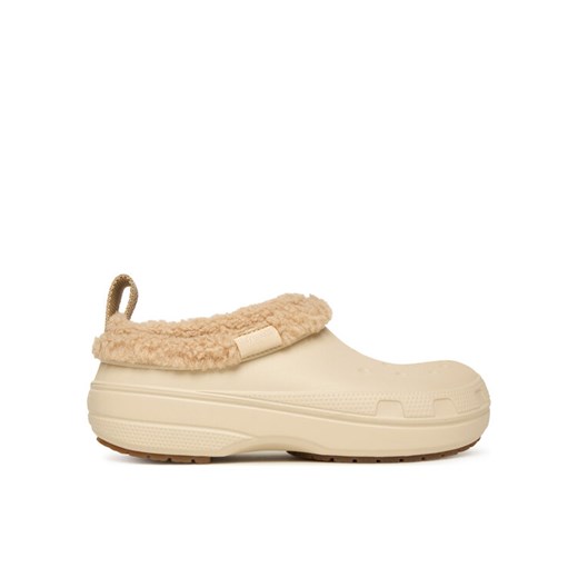 Klapki Crocs Classic Lined Shorty 211380 Écru ze sklepu eobuwie.pl w kategorii Kapcie damskie - zdjęcie 186520081