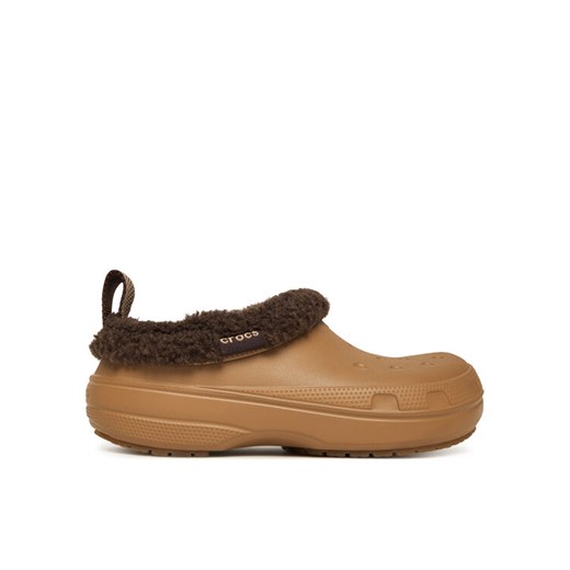 Klapki Crocs Classic Lined Shorty 211380 Brązowy ze sklepu eobuwie.pl w kategorii Kapcie damskie - zdjęcie 186520164