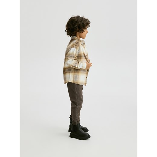 Reserved - Bawełniana koszula w kratę - beżowy ze sklepu Reserved w kategorii Koszule chłopięce - zdjęcie 186524004