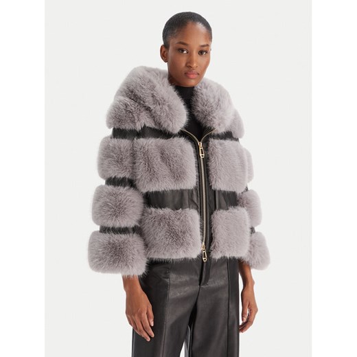 YES LONDON Futro ECO/031 Szary Regular Fit ze sklepu MODIVO w kategorii Futra damskie - zdjęcie 186525444