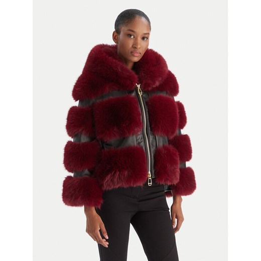 YES LONDON Futro ECO/031 Bordowy Regular Fit ze sklepu MODIVO w kategorii Futra damskie - zdjęcie 186525520