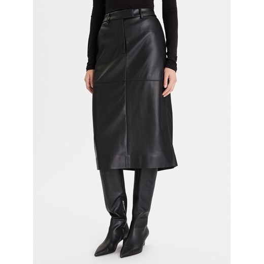 Calvin Klein Spódnica z imitacji skóry LV044D651G Czarny Regular Fit ze sklepu MODIVO w kategorii Spódnice - zdjęcie 186525554