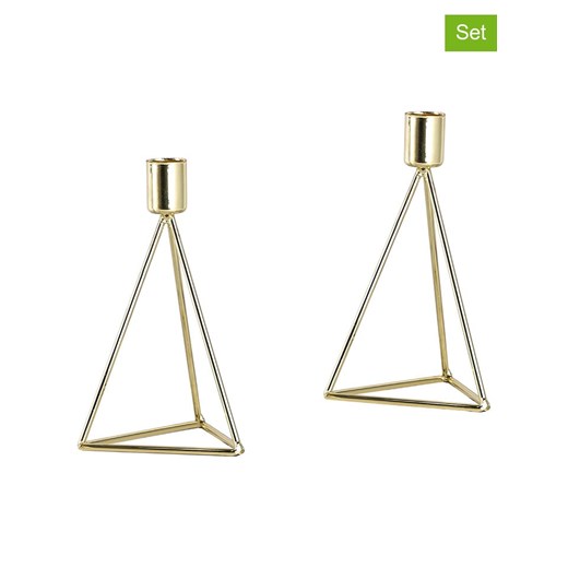 Echtwerk Świeczniki (2 szt.) &quot;Diamond&quot; w kolorze złotym - 9,5 x 16,5 cm ze sklepu Limango Polska w kategorii Świeczniki - zdjęcie 186526703