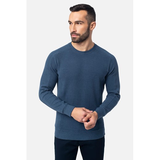 BLUZA CREW Z OKRĄGŁYM DEKOLTEM NIEBIESKI ze sklepu Recman w kategorii Bluzy męskie - zdjęcie 186528953