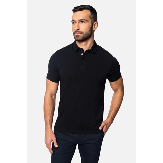 KOSZULKA POLO LIERMO CZERŃ ze sklepu Recman w kategorii T-shirty męskie - zdjęcie 186529421