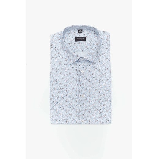 KOSZULA COLINE 3187T KRÓTKI RĘKAW SLIM FIT NIEBIESKI ze sklepu Recman w kategorii Koszule męskie - zdjęcie 186530070