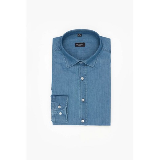 KOSZULA FORMENTO 3230 DŁUGI RĘKAW SLIM FIT NIEBIESKA JEANSOWA ze sklepu Recman w kategorii Koszule męskie - zdjęcie 186530784