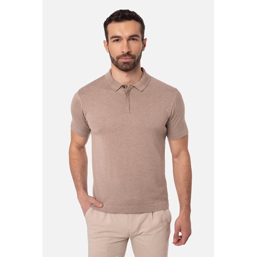 KOSZULKA POLO TIBERIO BEŻOWA ze sklepu Recman w kategorii T-shirty męskie - zdjęcie 186530801