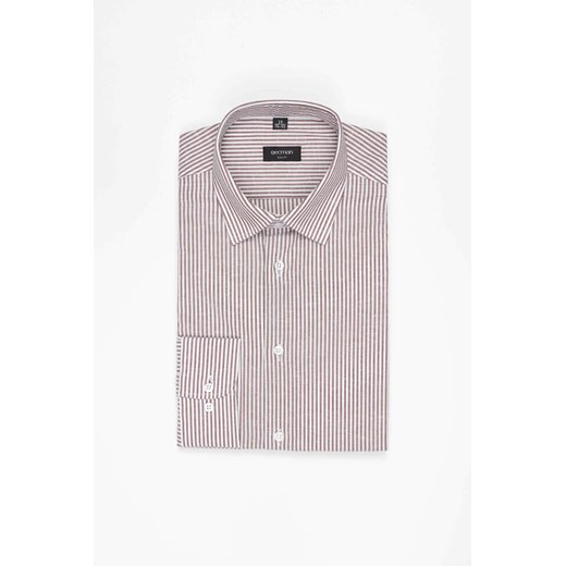 KOSZULA COFINO 3246T DŁUGI RĘKAW SLIM FIT BRĄZOWA Z BAWEŁNĄ ze sklepu Recman w kategorii Koszule męskie - zdjęcie 186531320