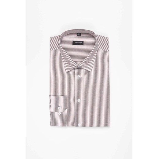 KOSZULA COFINO 3246T DŁUGI RĘKAW CUSTOM FIT BRĄZOWA Z BAWEŁNĄ ze sklepu Recman w kategorii Koszule męskie - zdjęcie 186531323