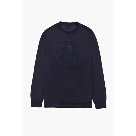 BLUZA TENNIS CLUB 006 Z OKRĄGŁYM DEKOLTEM GRANATOWA Z MODALEM ze sklepu Recman w kategorii Bluzy męskie - zdjęcie 186531472