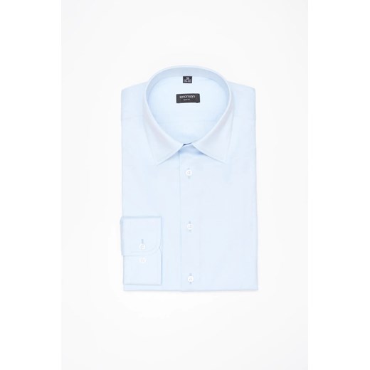 KOSZULA CORSINI 3261D DŁUGI RĘKAW SLIM FIT BŁĘKITNA Z BAWEŁNY ze sklepu Recman w kategorii Koszule męskie - zdjęcie 186531523