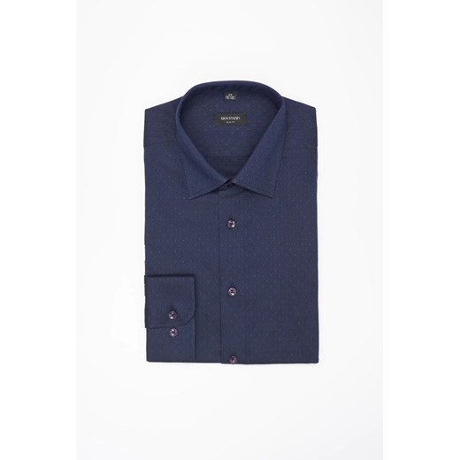 KOSZULA CORSINI 3276E DŁUGI RĘKAW SLIM FIT GRANATOWA Z BAWEŁNY ze sklepu Recman w kategorii Koszule męskie - zdjęcie 186532164