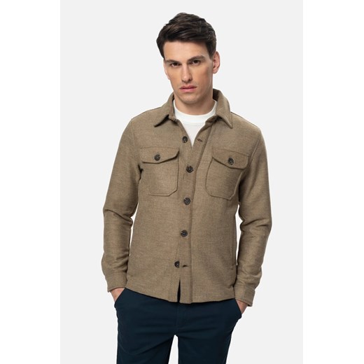 KOSZULA OVERSHIRT 3279 DŁUGI RĘKAW CUSTOM FIT BEŻOWA ze sklepu Recman w kategorii Koszule męskie - zdjęcie 186532282