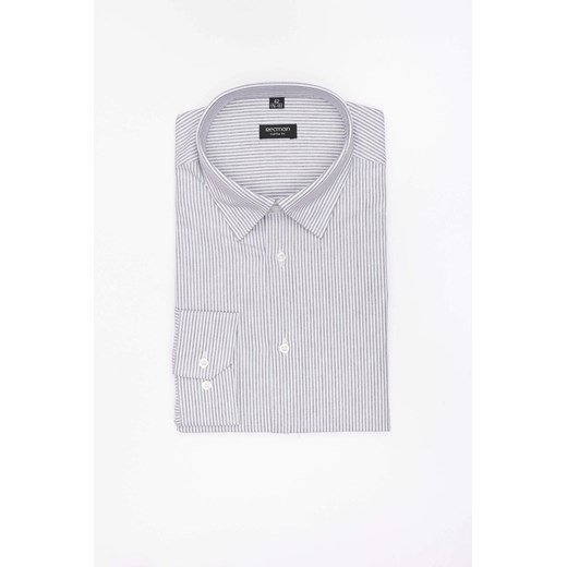 KOSZULA COFINO 3282D DŁUGI RĘKAW CUSTOM FIT SZARA Z BAWEŁNY ze sklepu Recman w kategorii Koszule męskie - zdjęcie 186532330