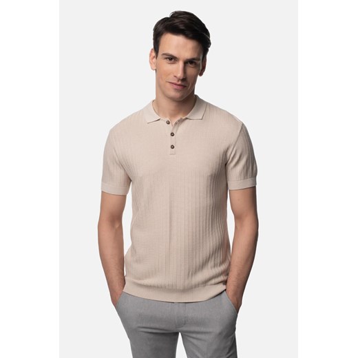 KOSZULKA POLO IGLESIA BEŻOWA Z WISKOZY ze sklepu Recman w kategorii T-shirty męskie - zdjęcie 186532423