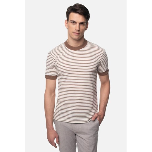 T SHIRT DEGLIN BEŻOWY Z BAWEŁNĄ ze sklepu Recman w kategorii T-shirty męskie - zdjęcie 186532434