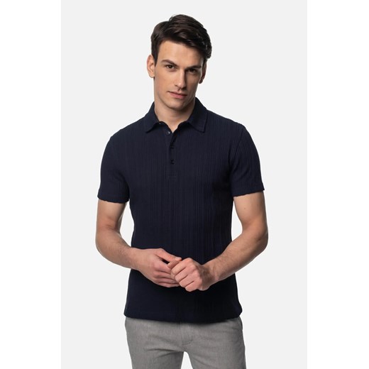 KOSZULKA POLO ANTRIA GRANATOWA Z BAWEŁNY ze sklepu Recman w kategorii T-shirty męskie - zdjęcie 186532440