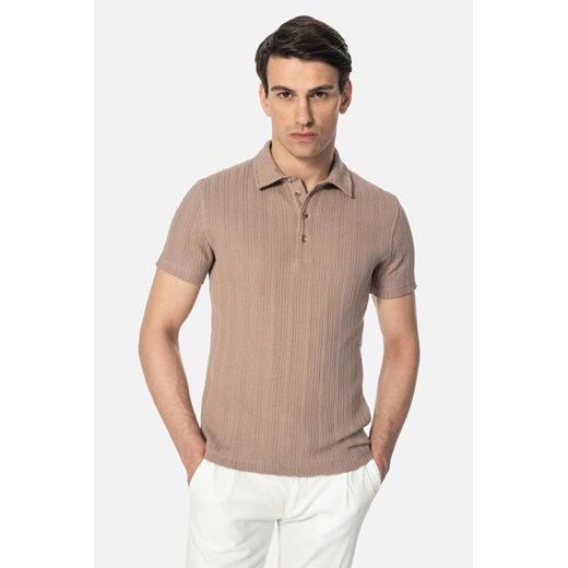 KOSZULKA POLO ANTRIA BEŻOWA Z BAWEŁNY ze sklepu Recman w kategorii T-shirty męskie - zdjęcie 186532444