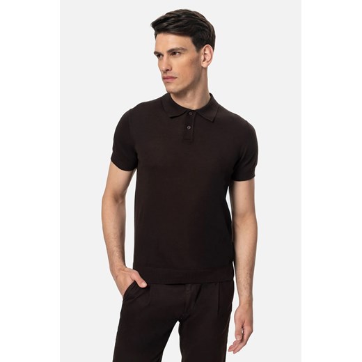 KOSZULKA POLO FAURE BRĄZOWA Z BAWEŁNY ze sklepu Recman w kategorii T-shirty męskie - zdjęcie 186532634