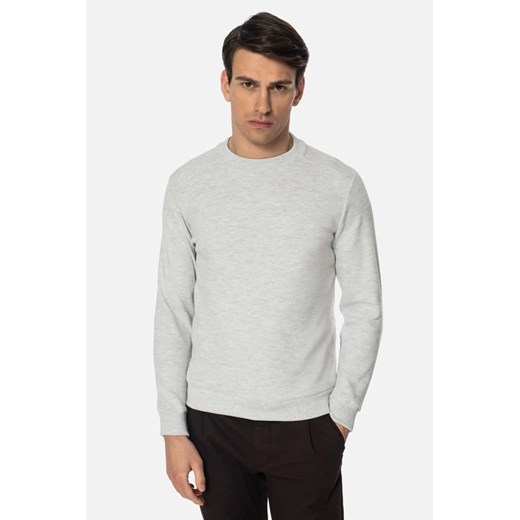 BLUZA PORTONE Z OKRĄGŁYM DEKOLTEM SZARA Z BAWEŁNĄ ze sklepu Recman w kategorii Bluzy męskie - zdjęcie 186532730