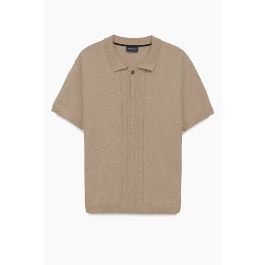 KOSZULKA POLO TENNIS CLUB 111 BEŻOWA Z WISKOZY ze sklepu Recman w kategorii T-shirty męskie - zdjęcie 186533161